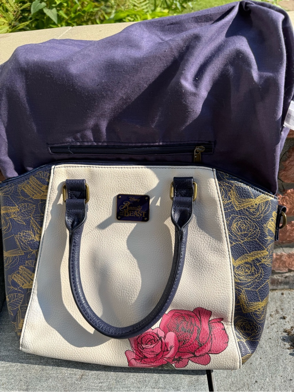 Loungefly Disney Hard Tag Beauty and the Beast Rose Shoulder Bag - Picture 7 of 9